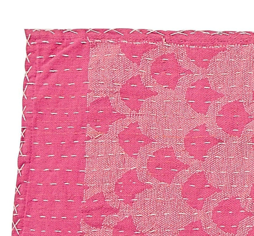 Artisan Hand Loomed Cotton Table Runner - Pink Ginkgo - 18"x96"