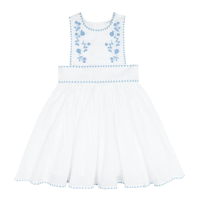 girls white embroidered pinafore dress