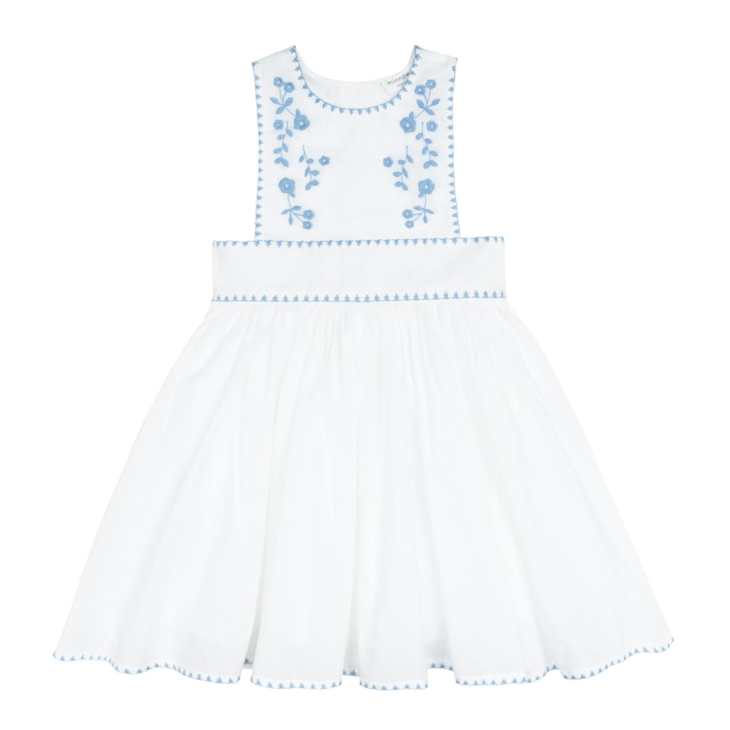 girls white embroidered pinafore dress