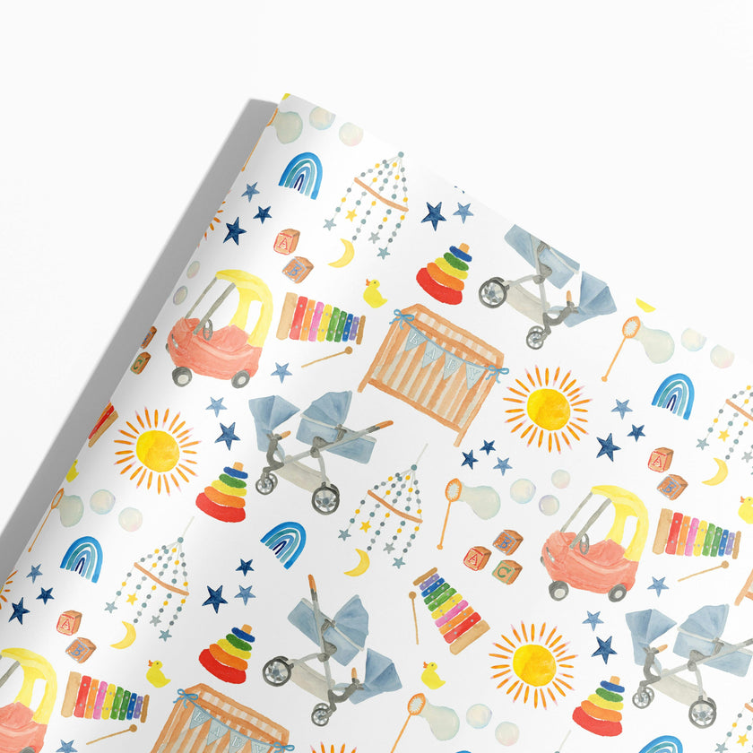 Baby Shower Icons Gift Wrap