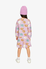 French Terry Dress Purple Poodle Print