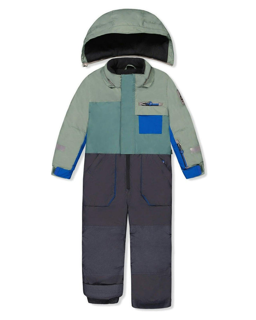 Kids One Piece Play Snowsuit Sage Green And Grey
