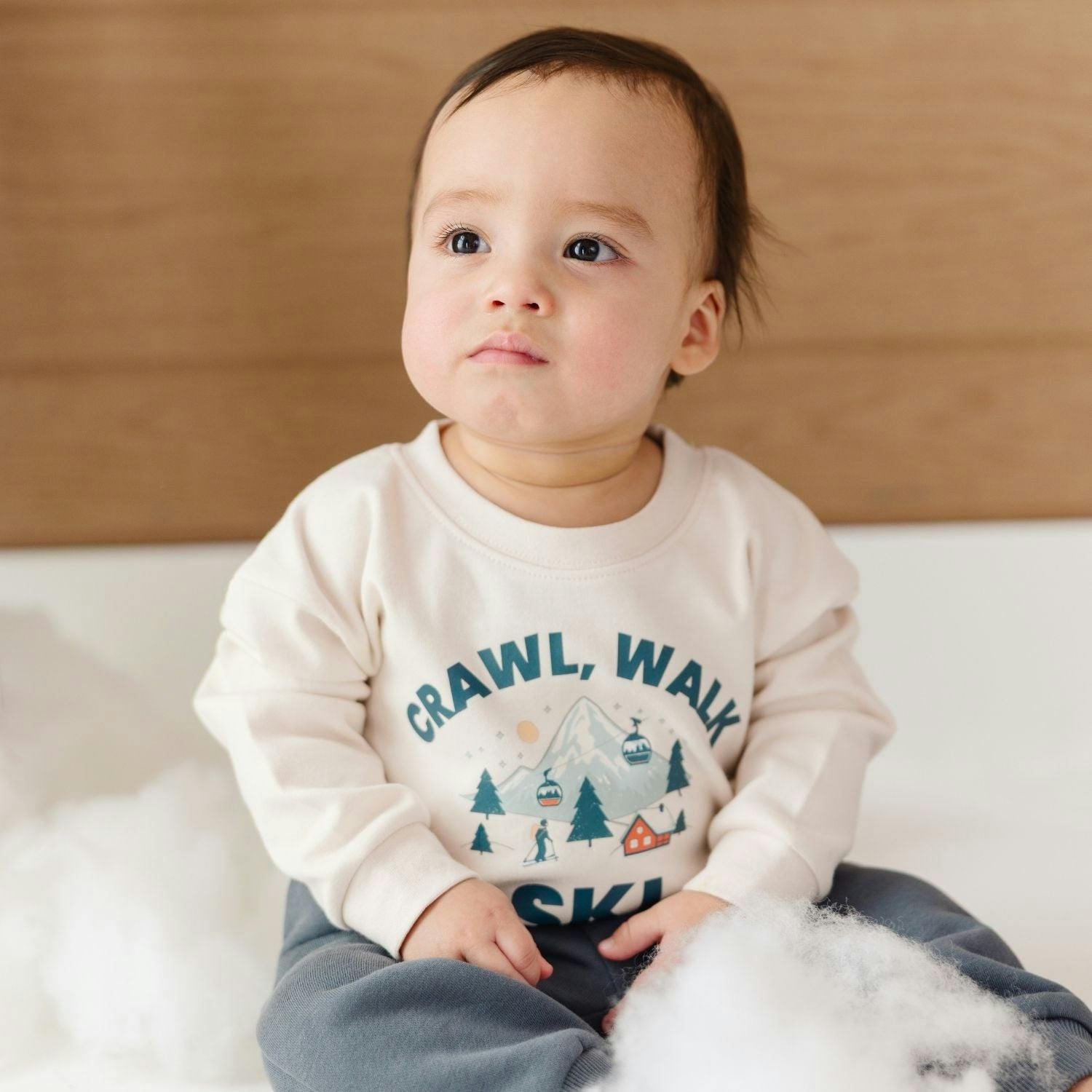 Crawl, Walk, Ski Long Sleeve Romper