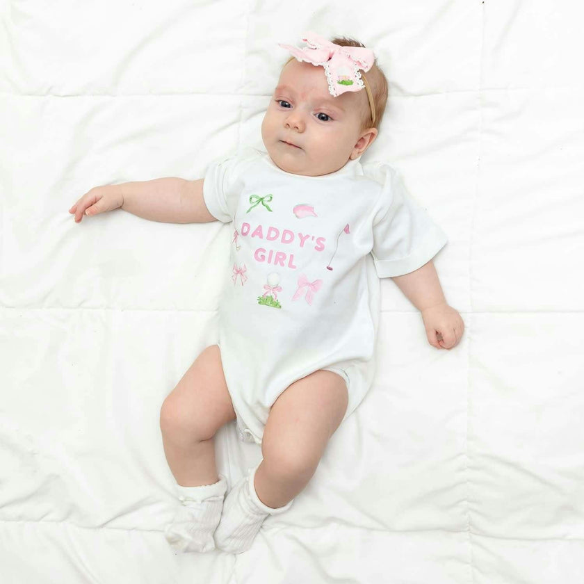 Daddy's Girl Golf Icon Short Sleeve Romper - White