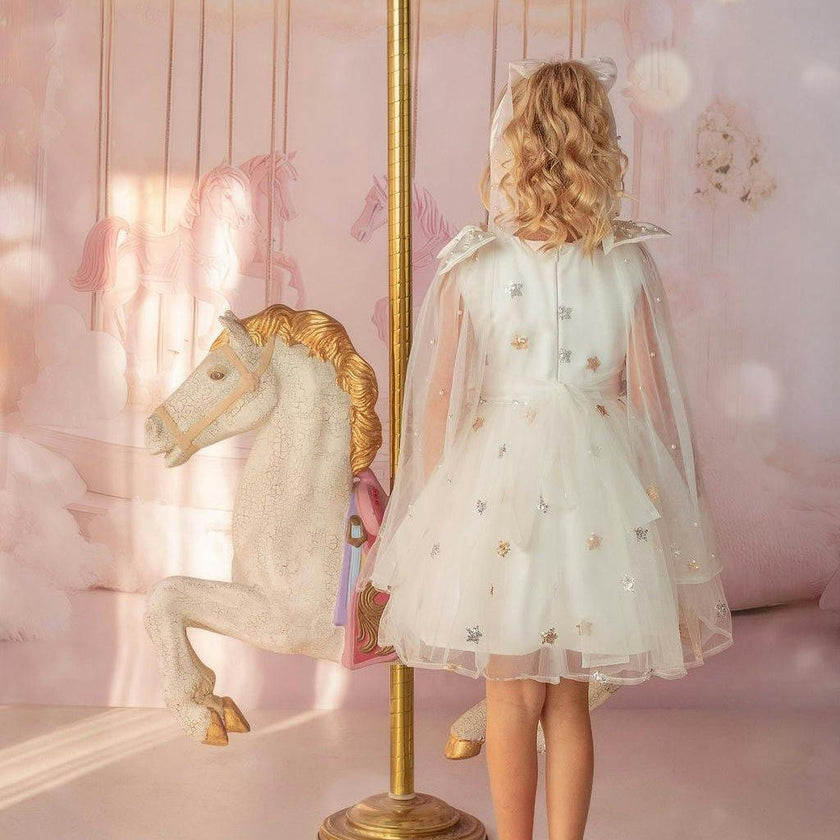 Stardust Embroidered White Tulle Party Dress