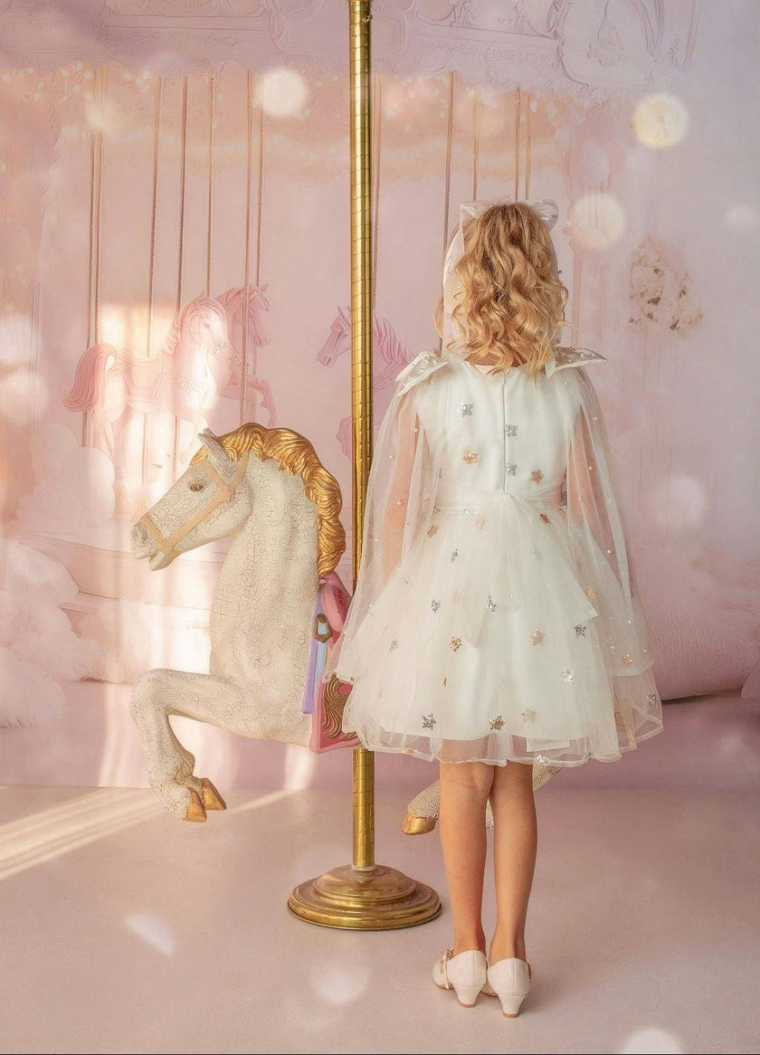 Stardust Embroidered White Tulle Party Dress
