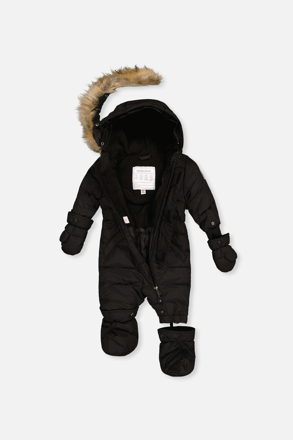 Baby Original One Piece Puffy Snowsuit With Removable Mittens And Boots Black