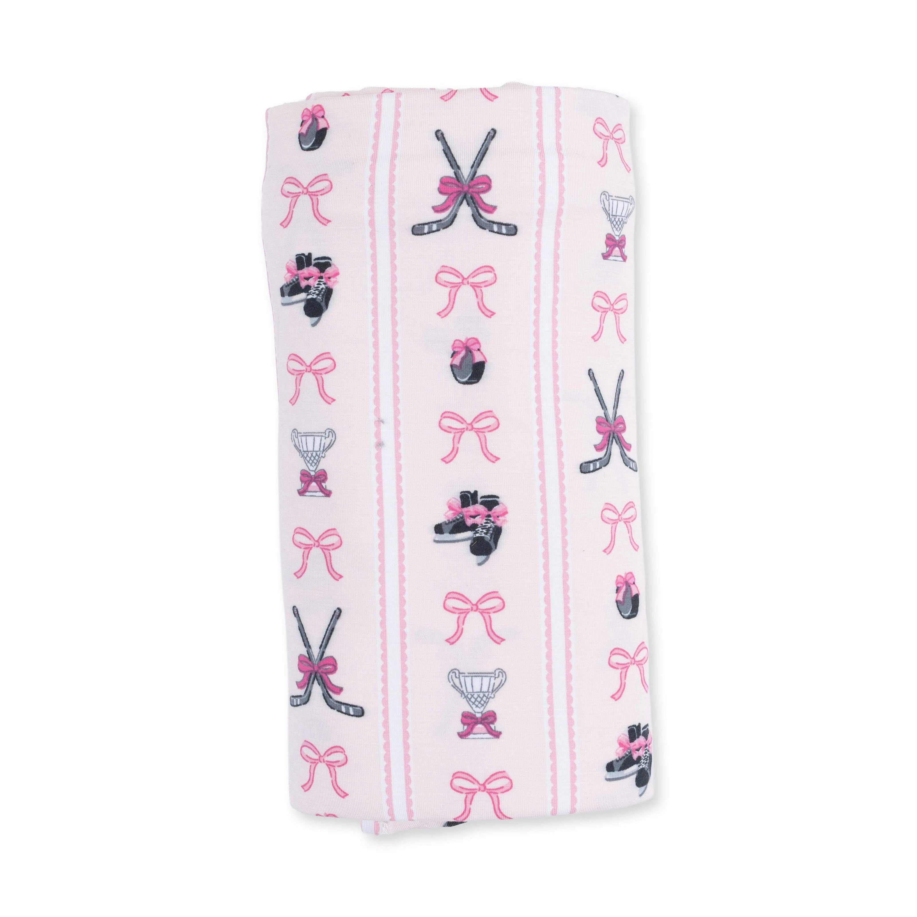 Megan's Bowtiful Hockey Stripe - Swaddle Blanket