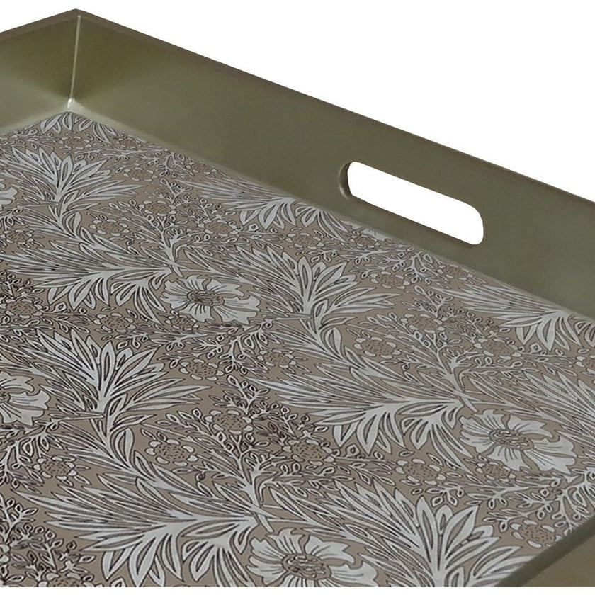 Handmade Reverse Painted Mirror Tray  Sand Floral - Extra Large