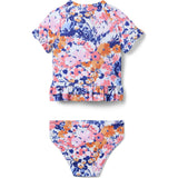 Recycled Floral Ruffle Rash Guard Swimsuit
