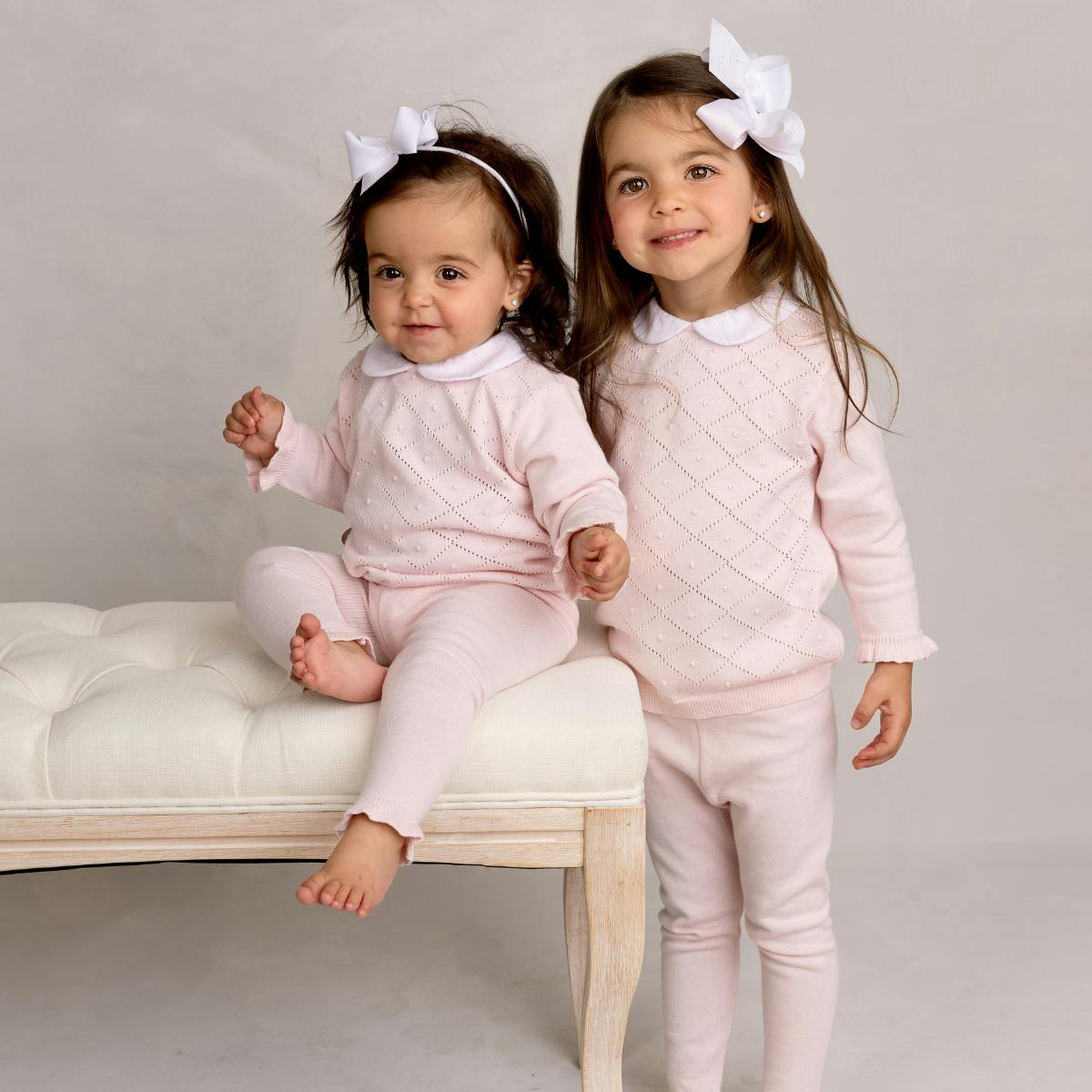 Girls Peter Pan Diamond Knit Set