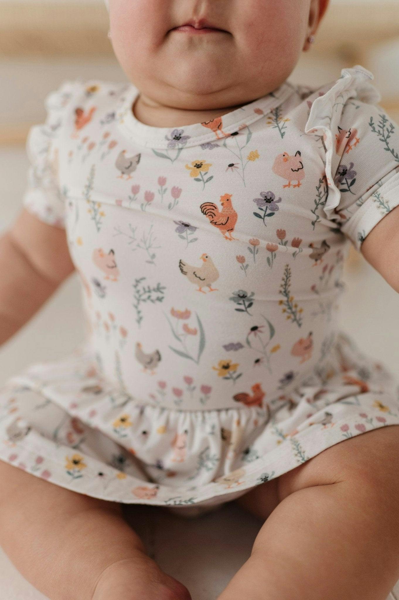 Girl's Short Sleeve Bodysuit Dress Set