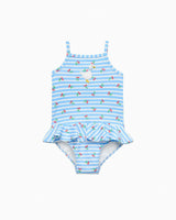 Baby Cherry Stripe Duck Swimsuit in Blue