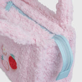 Sherpa Tote Bag – Cozy, Colorful & Convertible with Matching Coin Purse, Strawberries + Daisies