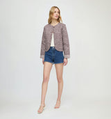 The Cropped Rowan Jacket - Chocolate Ditsy Thistle
