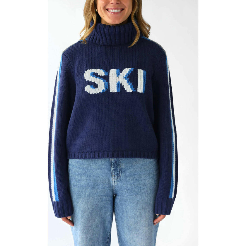 Women's Retro Ski Knit Cropped Turtleneck Sweater