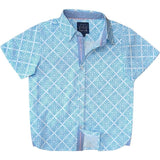 Geometric Blue Shirt in Short Sleeves