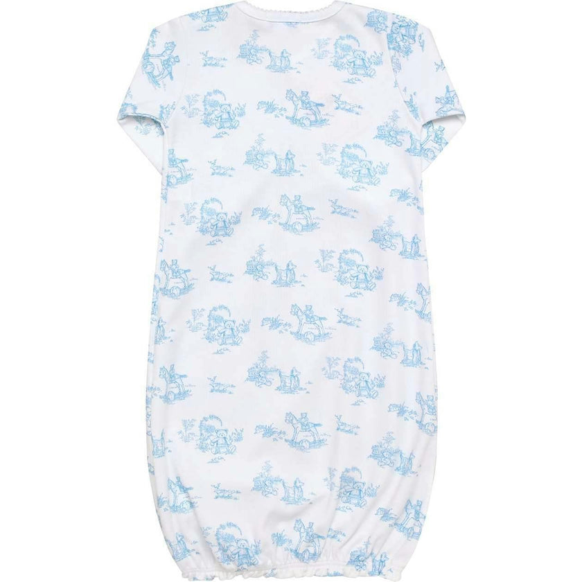 Blue Toile Baby Gown