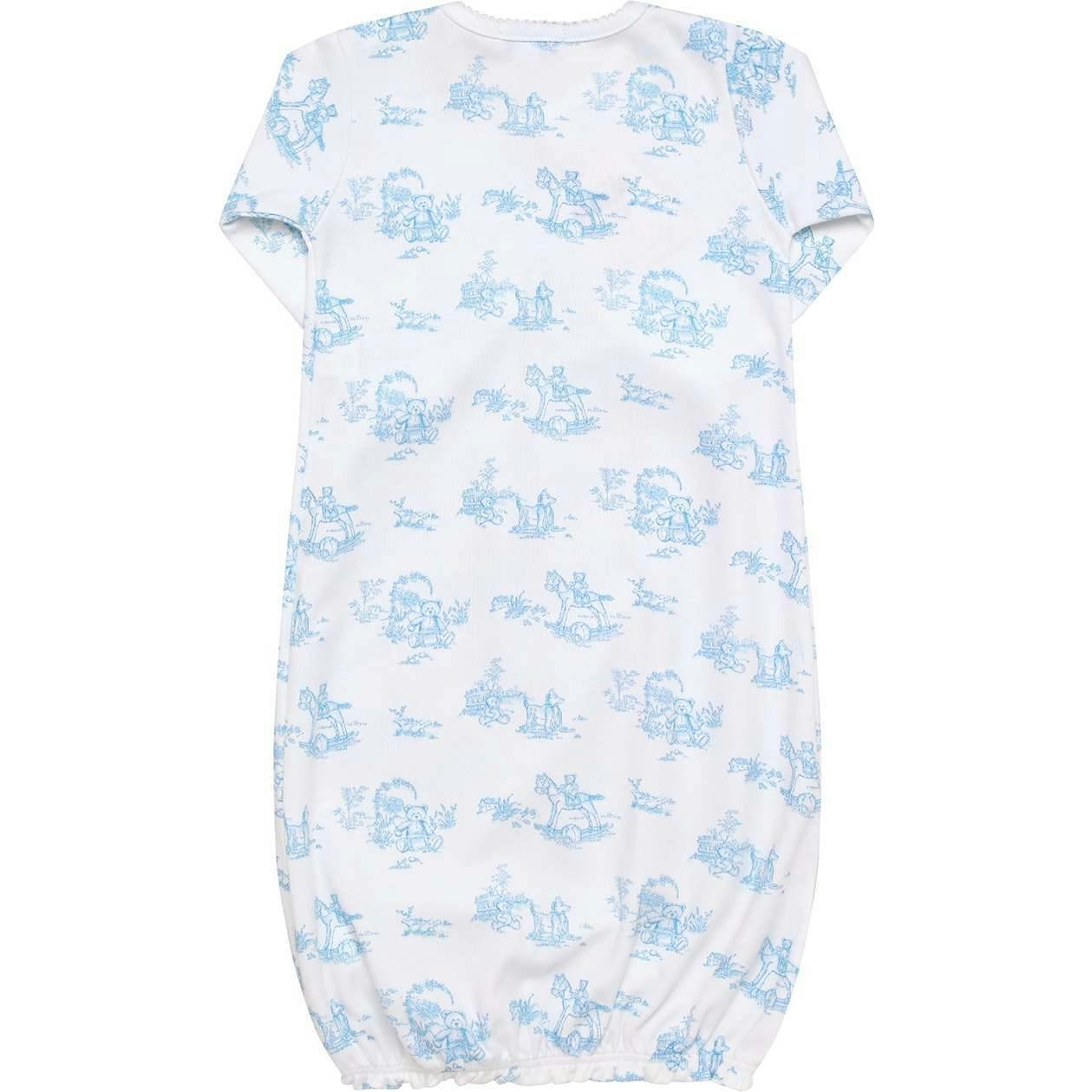 Blue Toile Baby Gown