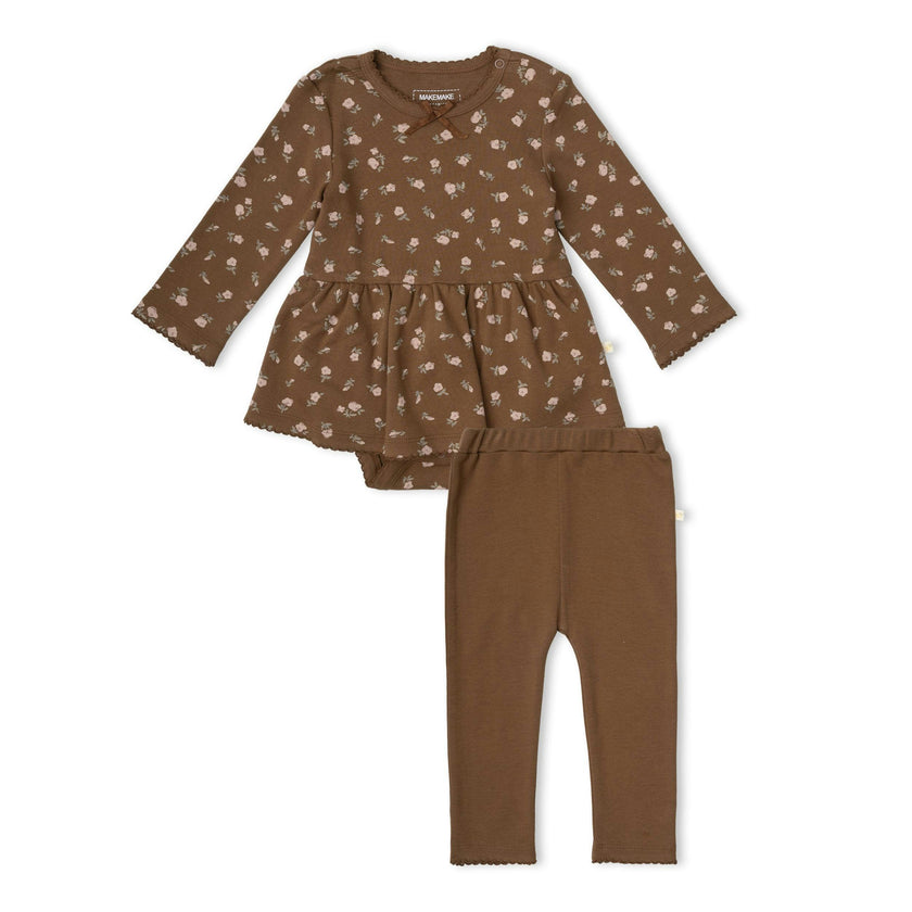 Organic Bodysuit Dress & Leggings Set - Primrose