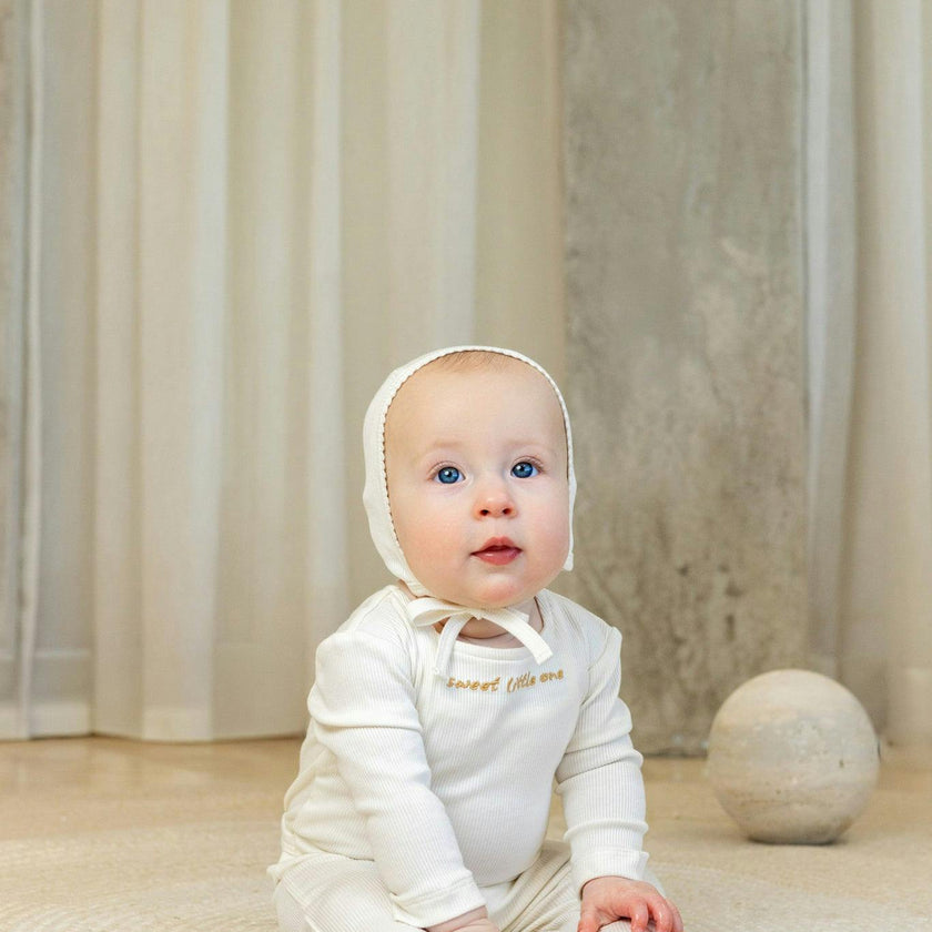 Sweet Little One Footie And Bonnet, Ivory