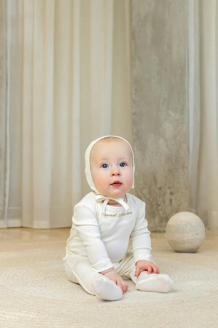 Sweet Little One Footie And Bonnet, Ivory