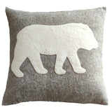 Hand Felted Wool Pillow - Cream Bear Silhouette Gray - 20" Arcadia Home