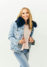 Women’s Ombre Fur Denim Jacket Grey