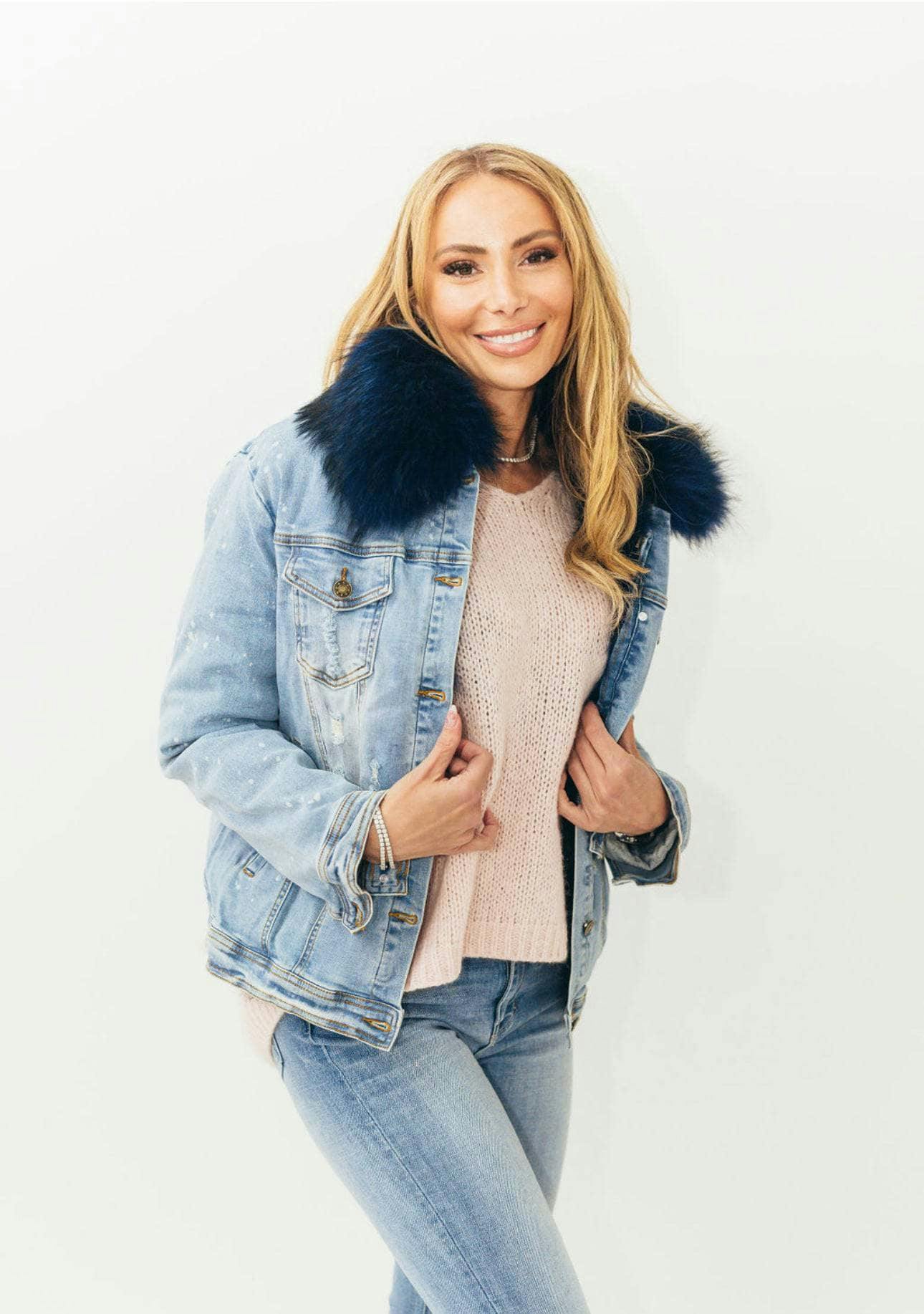 Women’s Ombre Fur Denim Jacket Grey