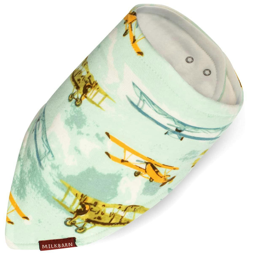 Vintage Planes Organic Cotton Three-Layer Kerchief Bib