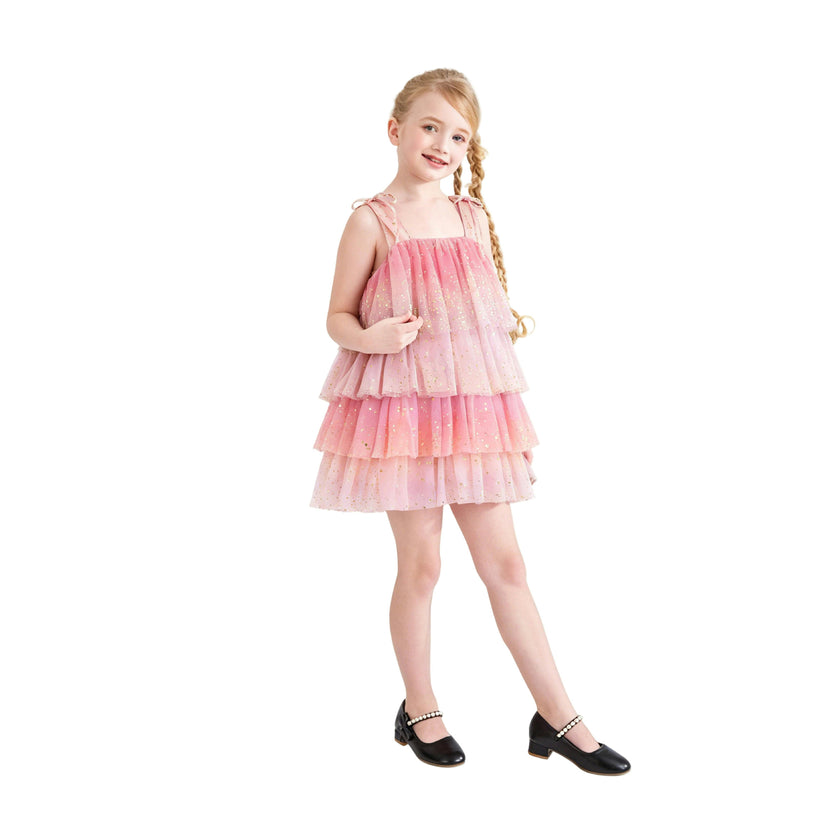 Pink Lysette Glitter Tier Dress