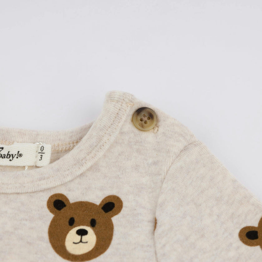 Teddy Face Print Pocket Onesie