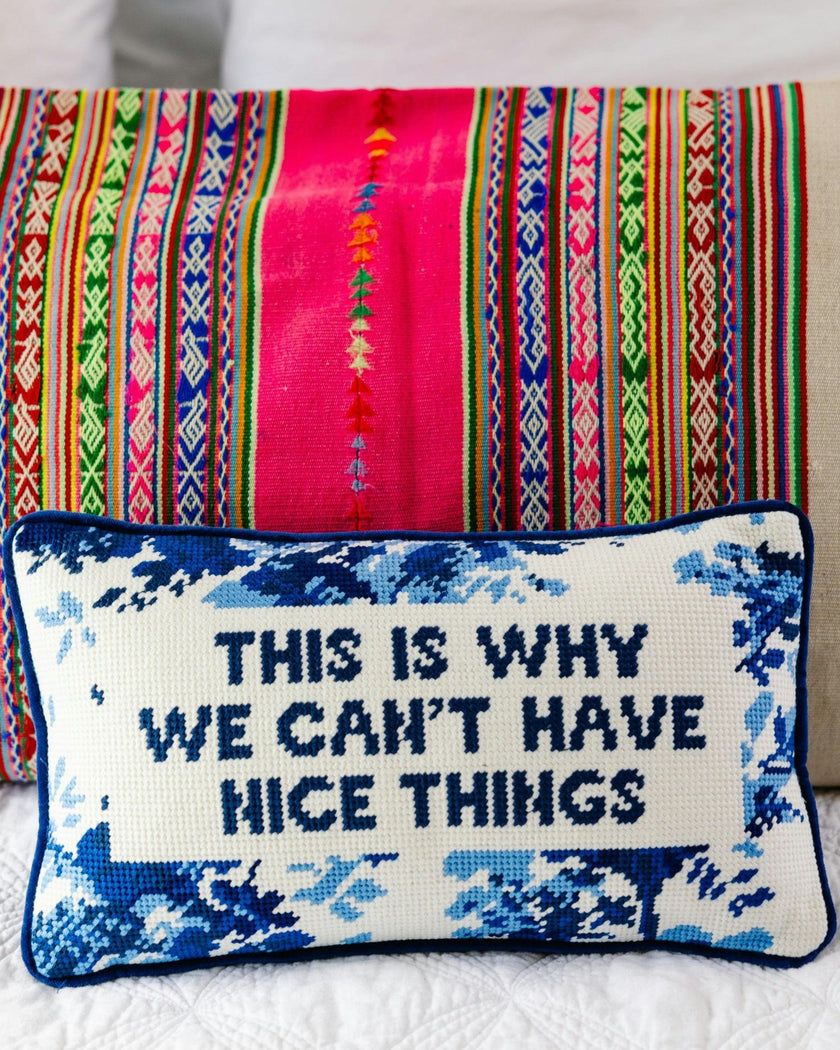 Nice Things Needlepoint Pillow
