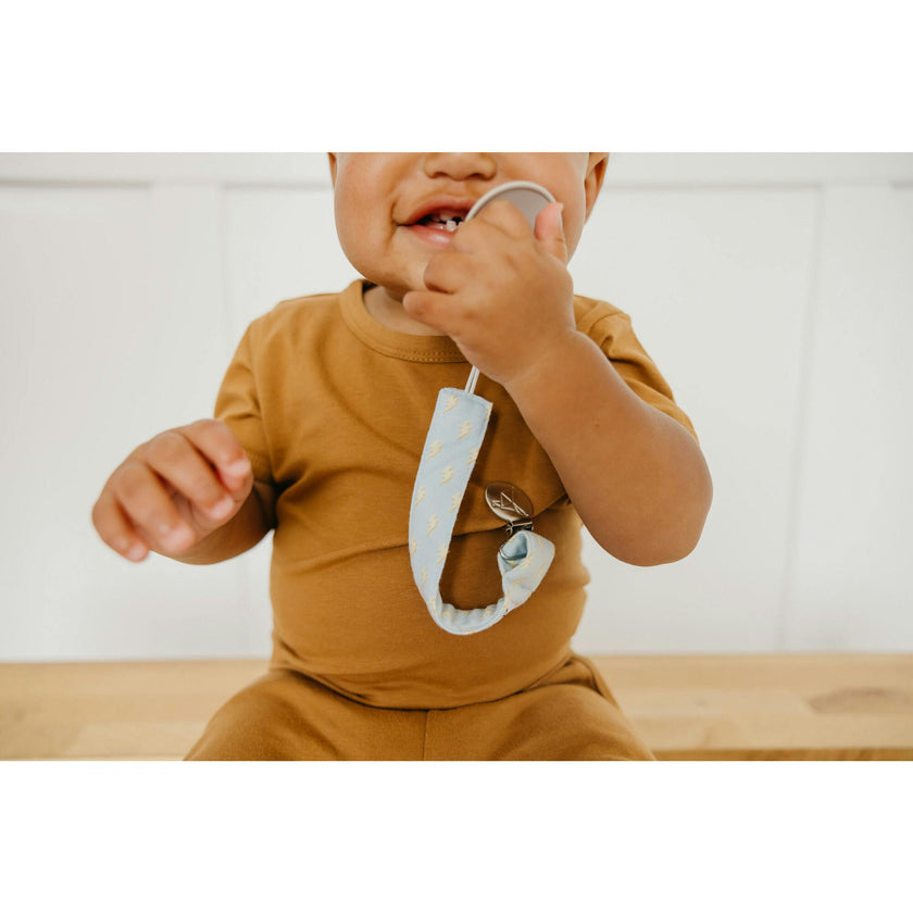 Vance Printed Binky Clips With Knit Strap