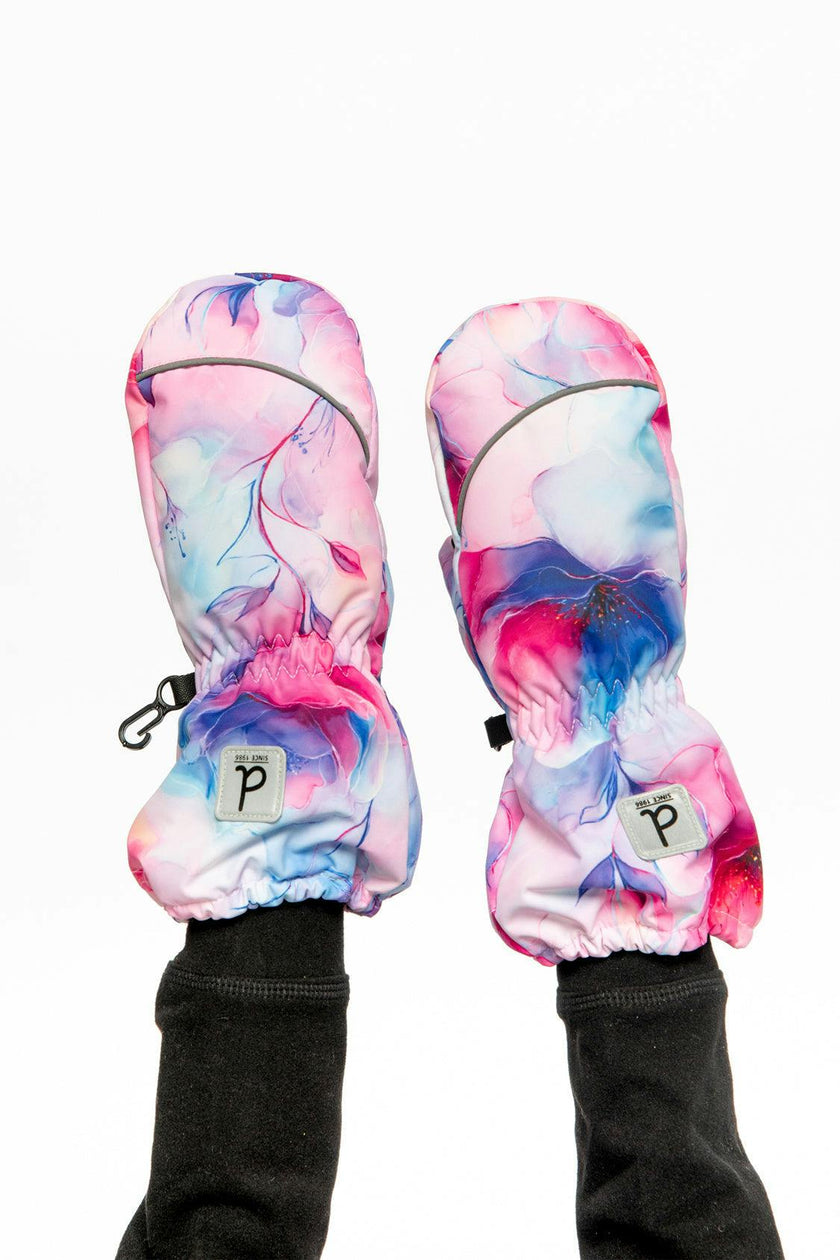 Play Winter Mittens Mauve Flower Print