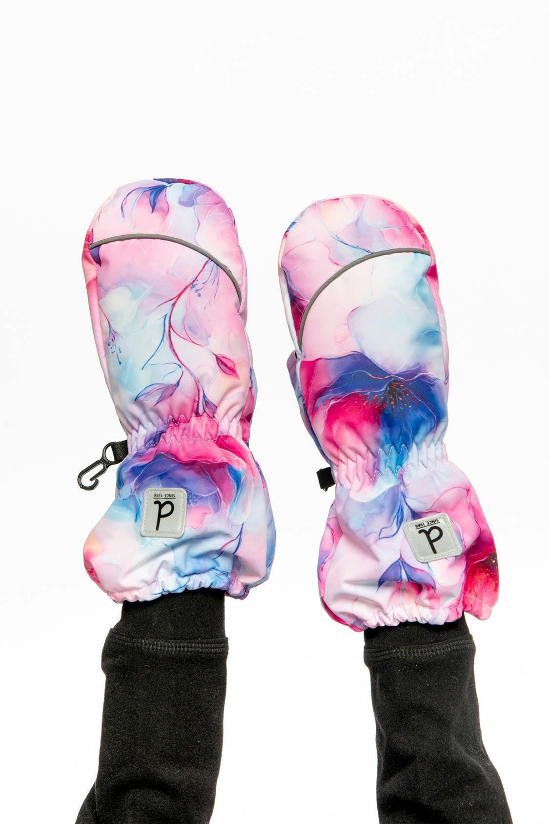 Play Winter Mittens Mauve Flower Print