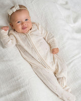 Maya Brushed Back Pointelle Footed Zipper Sleeper Haran Floral