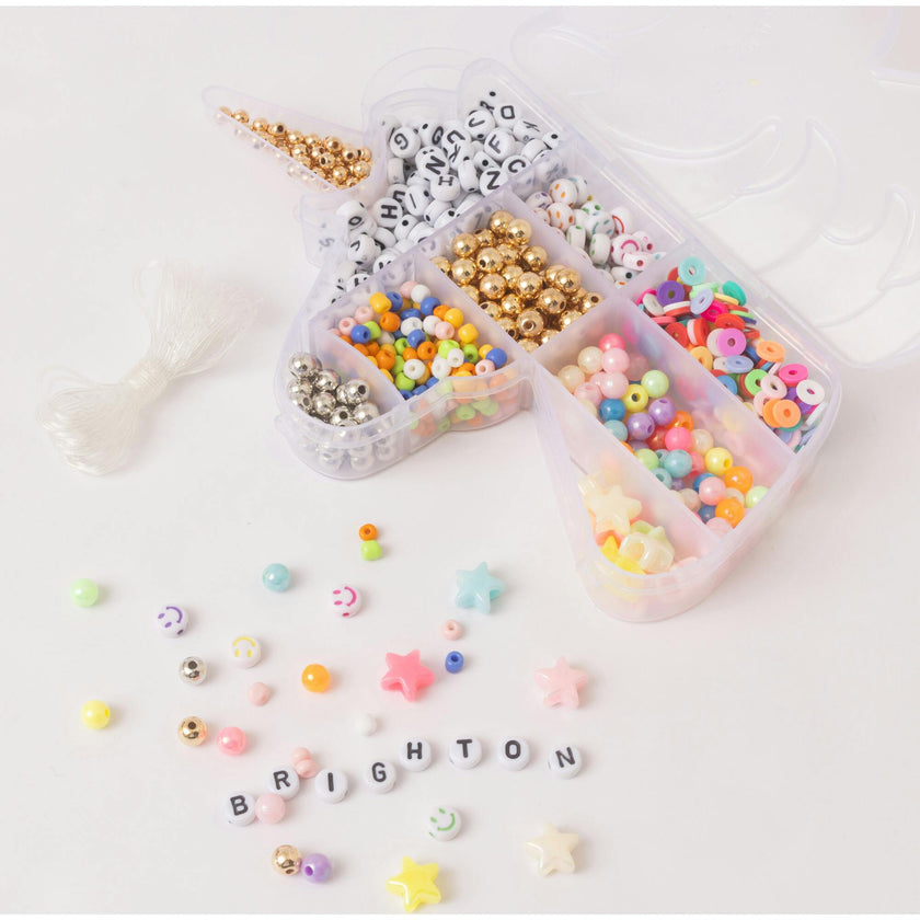 Mystical Classic Alphabet Letter Bead with Rainbow Beads Stretchy Bracelet DIY Box