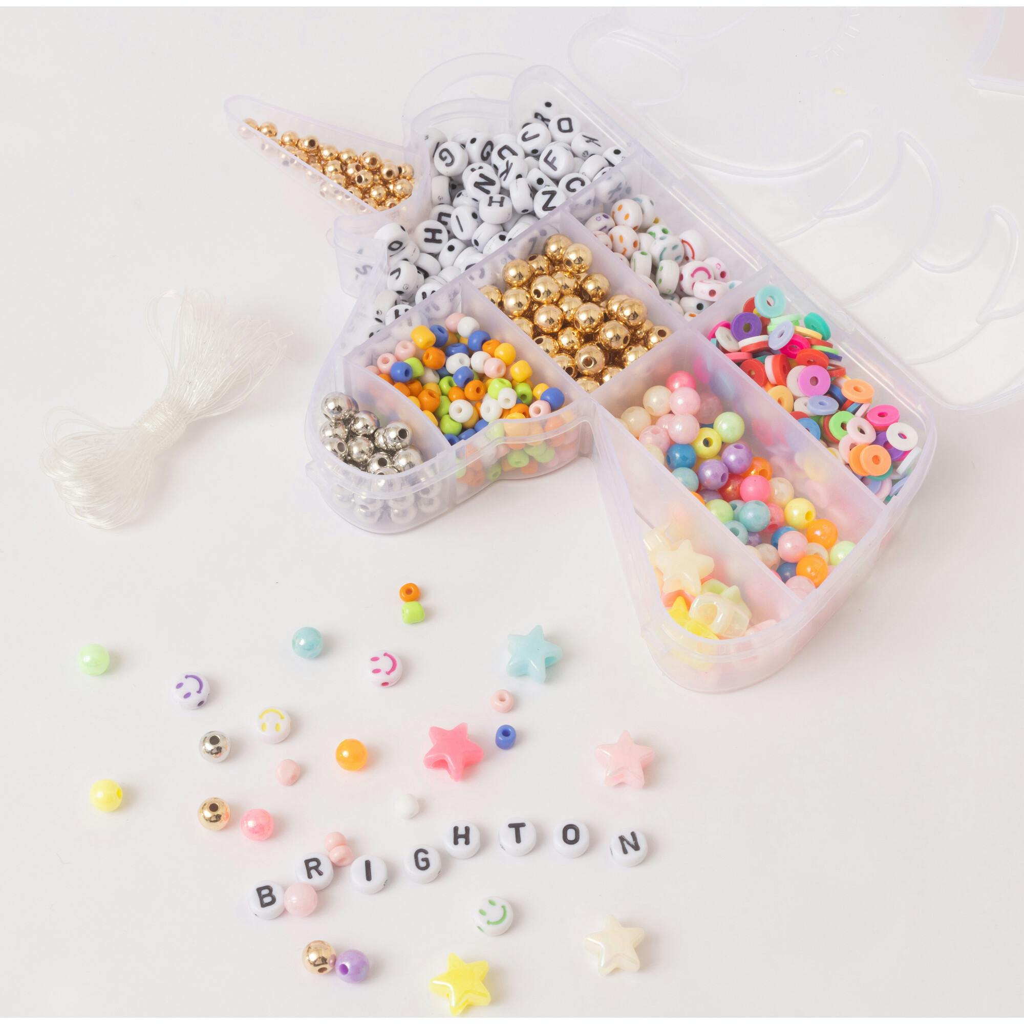 Mystical Classic Alphabet Letter Bead with Rainbow Beads Stretchy Bracelet DIY Box