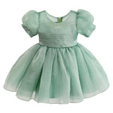 Light Green Brixton Puff-Sleeve Party Dress