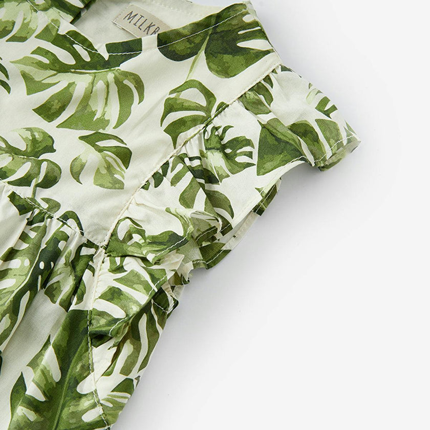 Island Leaf Ruffle Dress & Bloomers