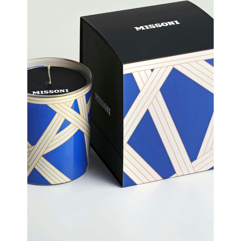 Scented Candle Nastri 220Gr  Bicolore 2 Blue Diam. 3.3"