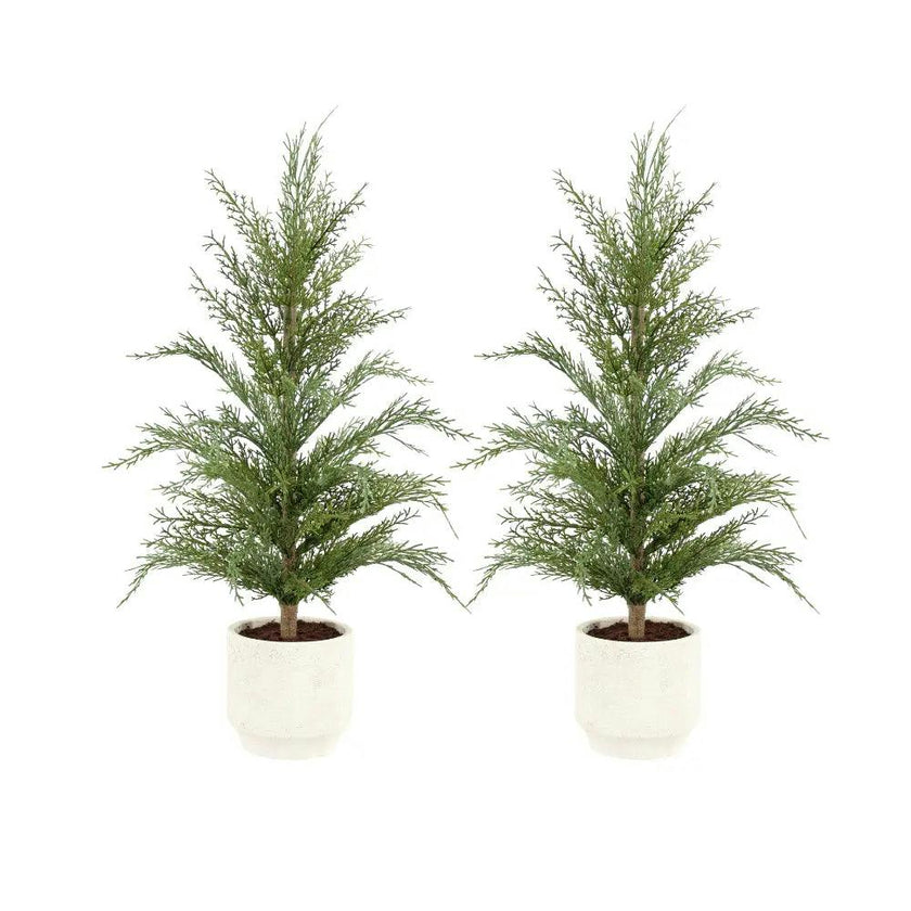 2' Faux Cedar Tree, Set of 2