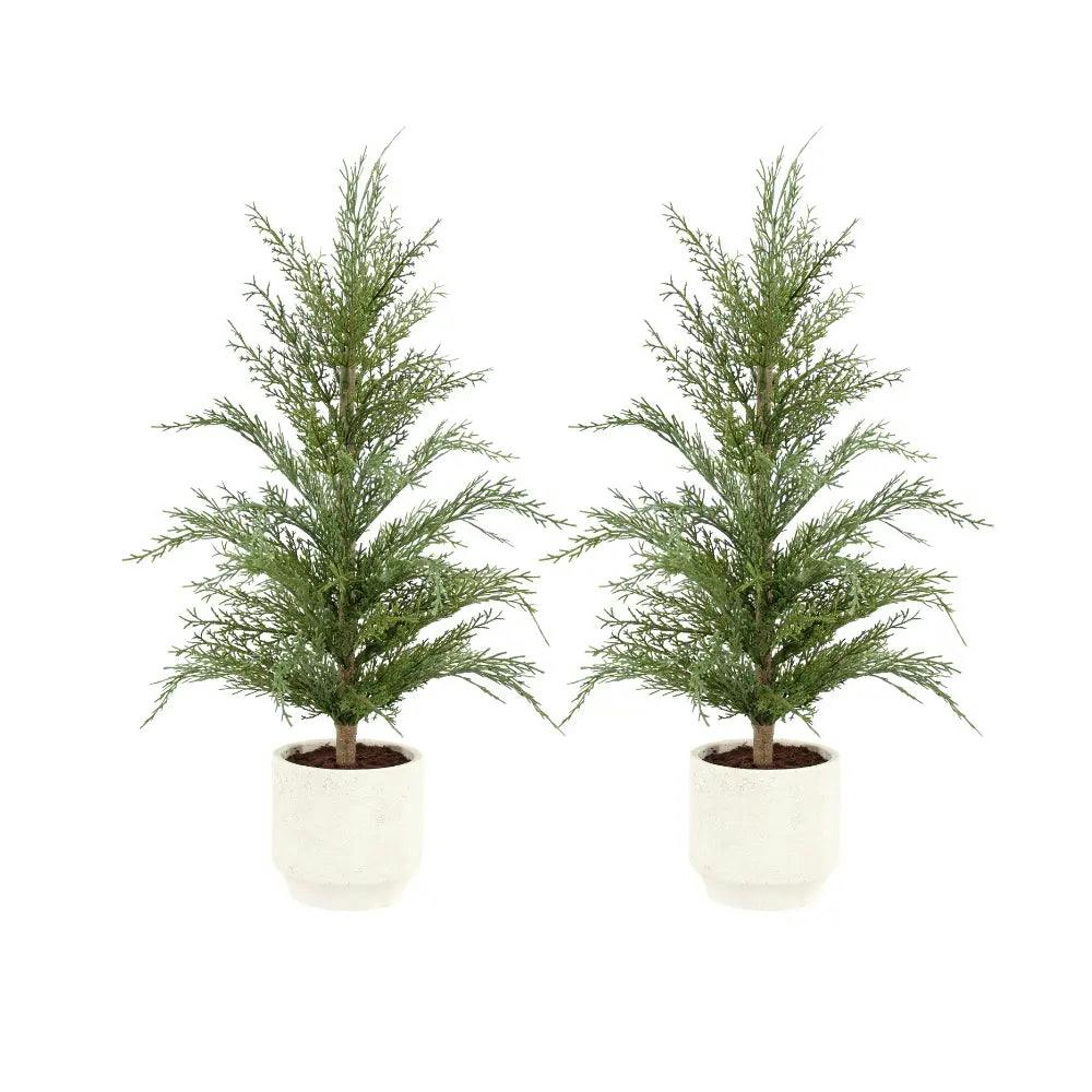 2' Faux Cedar Tree, Set of 2