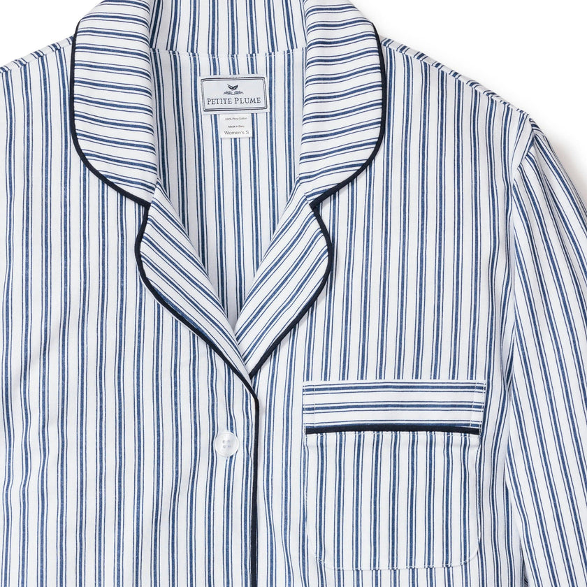 Women's Pima Nightshirt in Navy French Ticking