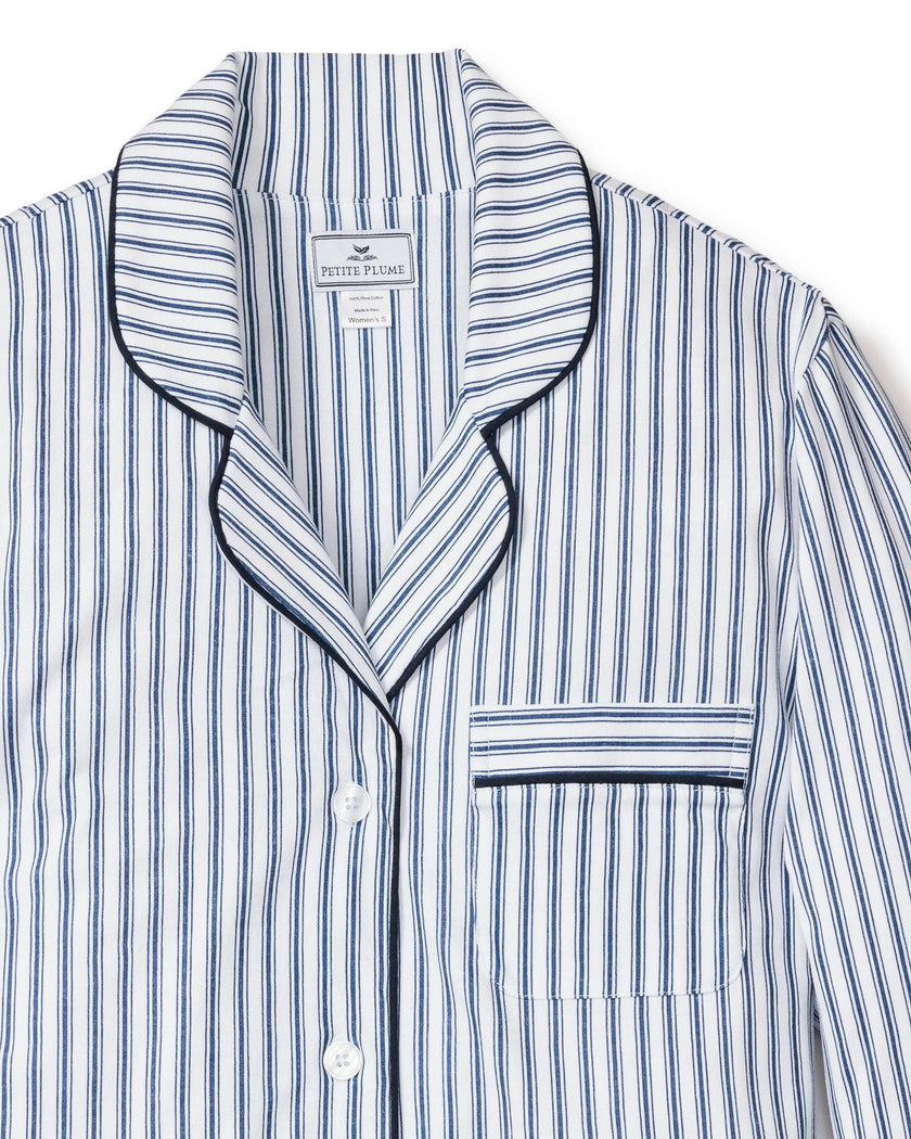 Women's Pima Nightshirt in Navy French Ticking