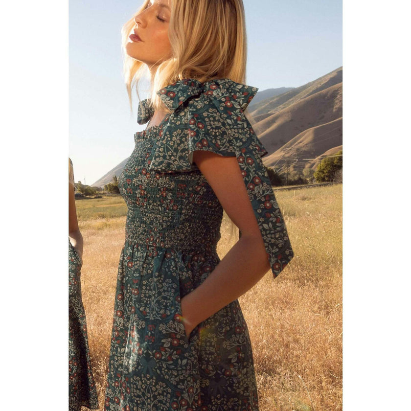 Rayna Dress in Teal Ribboned Garden