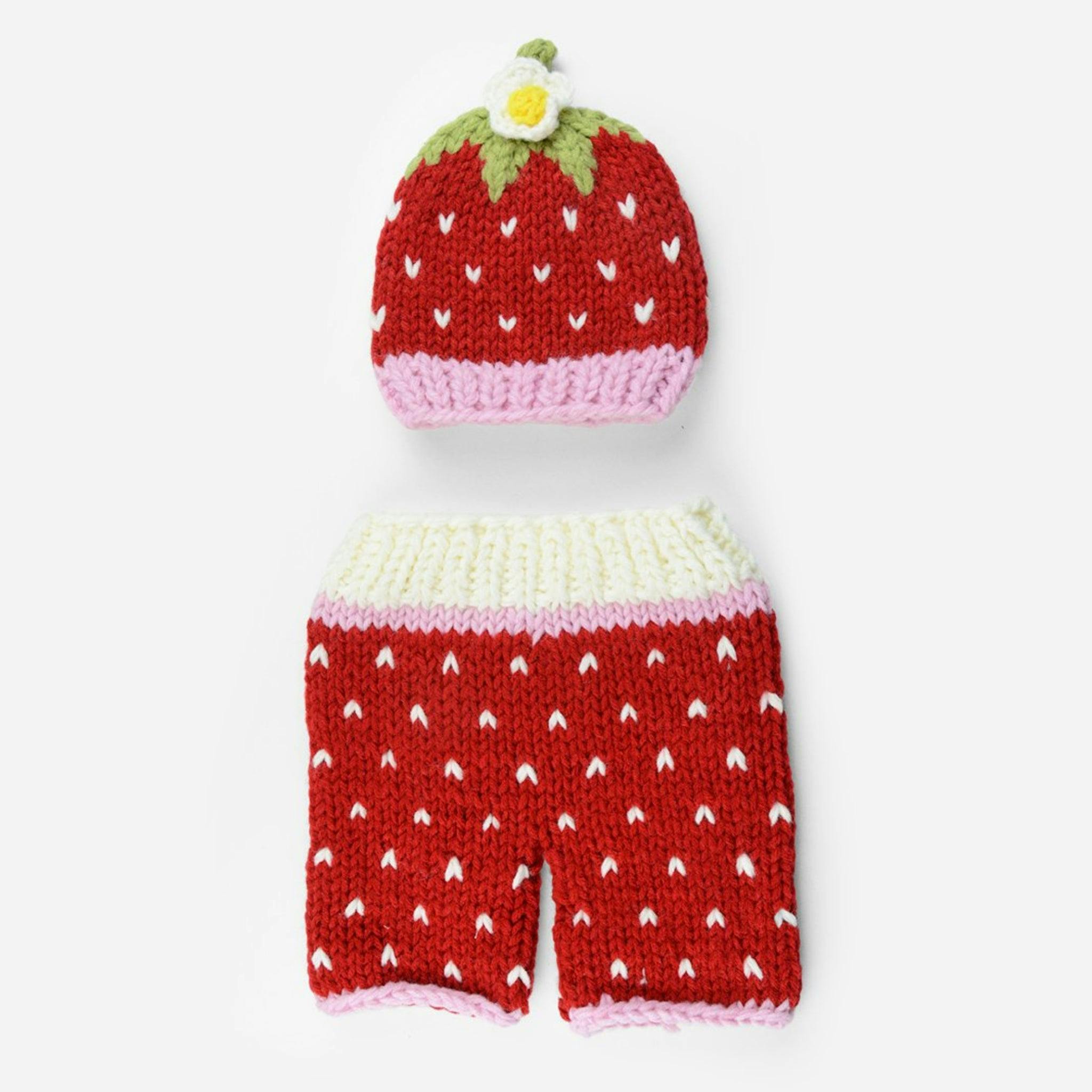 Addie Strawberry Hat and Pant Newborn Set
