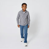 Navy Striped Button-Up Shirt