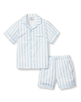 Kid's Twill Pajama Short Set in Periwinkle Stripe